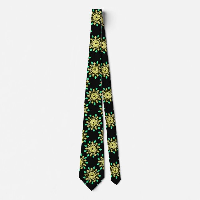Yellow and green neon flower tie (Front)