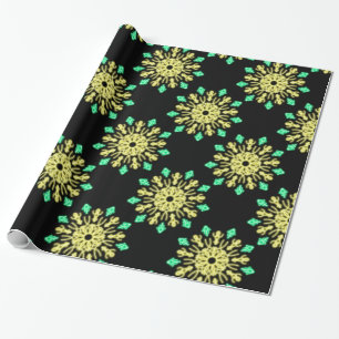 Yellow and green neon flower wrapping paper