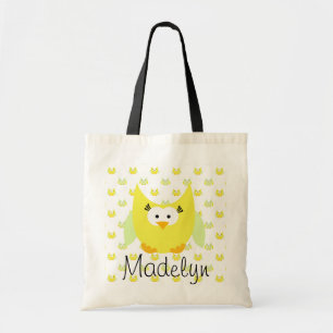 Yellow and Green Owls Personalised Tote Bag