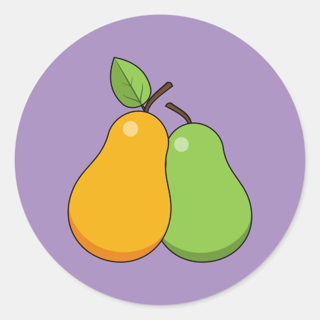 Yellow and Green Pears Classic Round Sticker (Front)