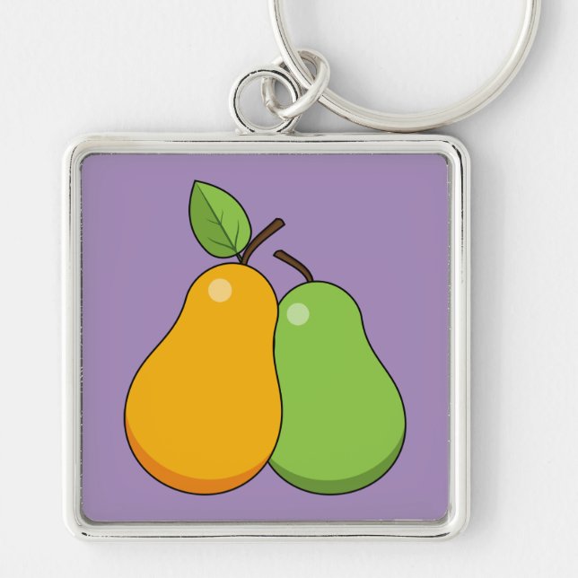 Yellow and Green Pears Key Ring (Front)