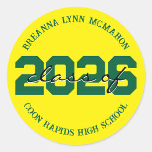 Yellow and Green Personalised Graduation Stickers