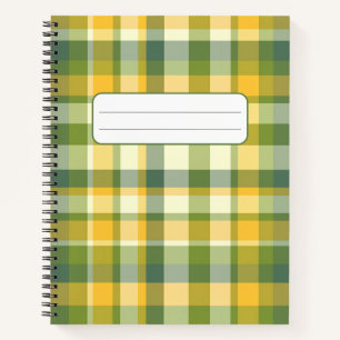 Yellow and Green Plaid Pattern Background Notebook
