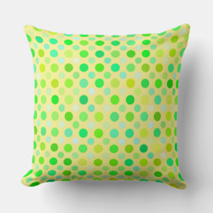 yellow and green polka dots cushion