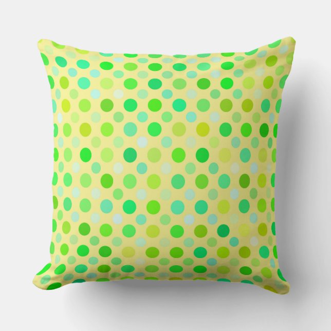 yellow and green polka dots  cushion (Front)