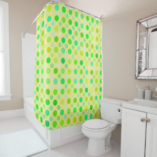 yellow and green polka dots shower curtain