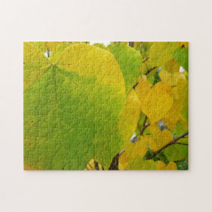 Yellow and Green Redbud Leaves Jigsaw Puzzle