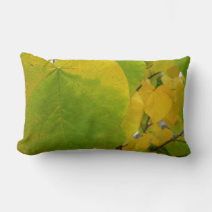 Yellow and Green Redbud Leaves Lumbar Cushion