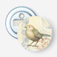 Yellow and Green Sparrow on Vintage Background