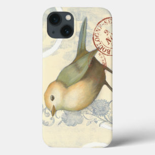 Yellow and Green Sparrow on Vintage Background iPhone 13 Case