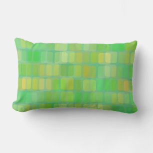 yellow and green square abstract lumbar cushion
