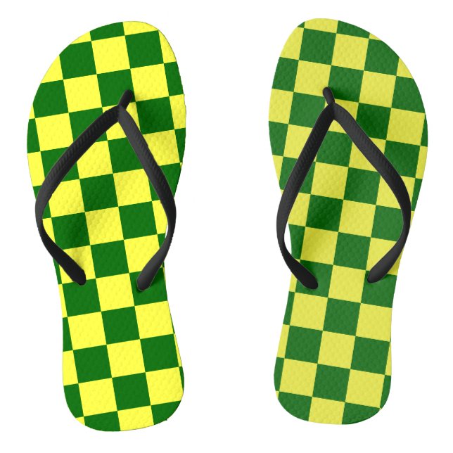 Yellow and Green Squares Jandals (Footbed)