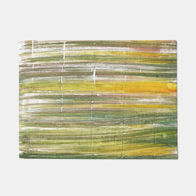 Yellow and green stripes doormat (Front)