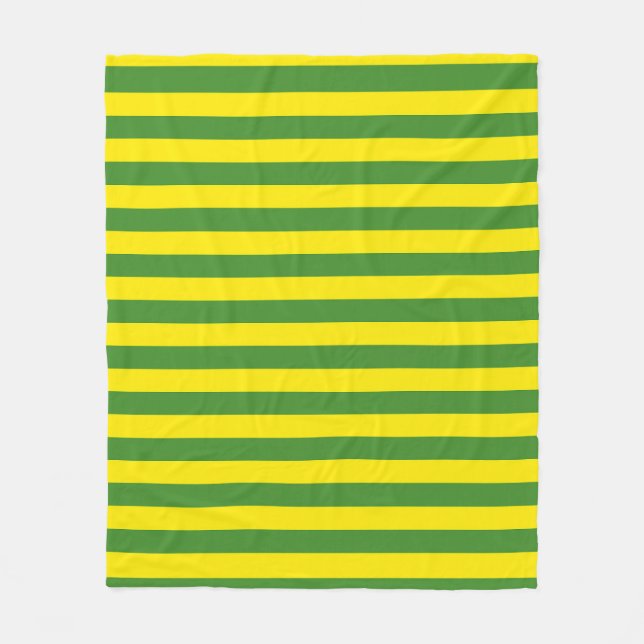 Yellow and Green Stripes Fleece Blanket (Front)