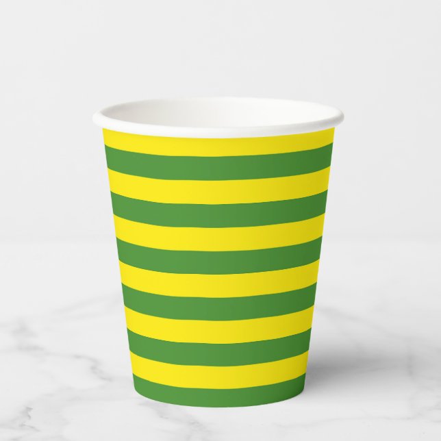 Yellow and Green Stripes Paper Cups (Front)