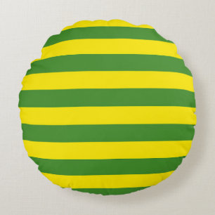 Yellow and Green Stripes Round Cushion