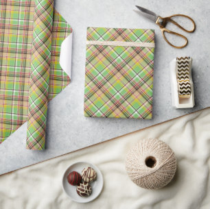 Yellow And Green Tartan Wrapping Paper