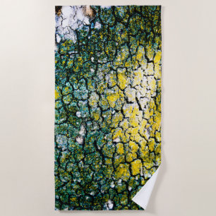 Yellow and Green Tree Bark Beach Towel