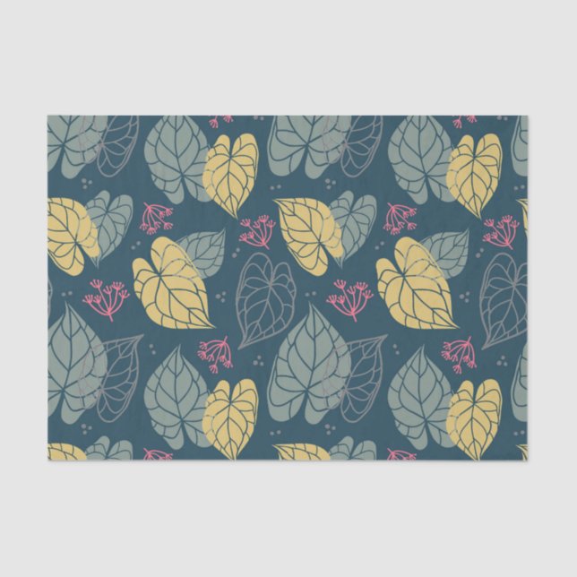 Yellow and green tropical leaves pattern tissue paper (Front)