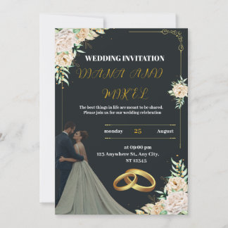 Yellow and Green Vintage Wedding Invitation