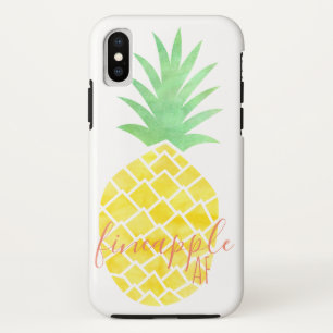 Yellow and Green Watercolor Pineapple Fineapple AF Case-Mate iPhone Case