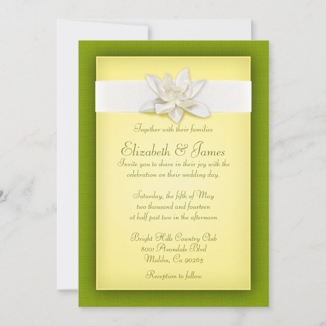 Yellow And Green Wedding Invitations (Front)