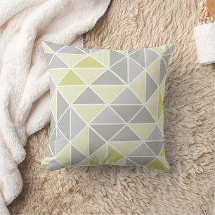 Yellow and Grey Abstract Triangle Pattern Cushion
