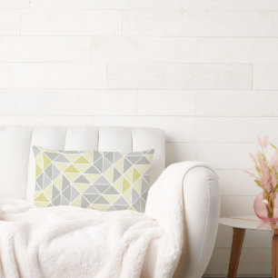 Yellow and Grey Abstract Triangle Pattern Lumbar Cushion