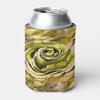 Yellow and Grey Artistic Rose Can Cooler