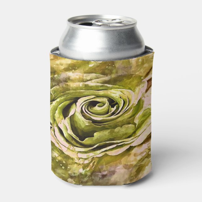 Yellow and Grey Artistic Rose Can Cooler (Can Front)