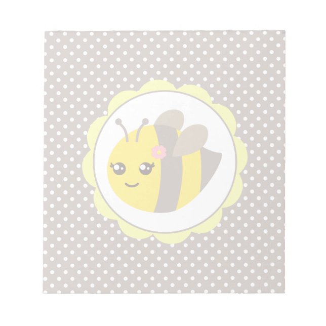 Yellow and Grey Baby Bee Notepad (Front)