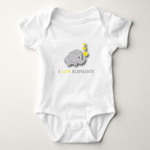 Yellow and Grey Baby Elephant Baby Bodysuit