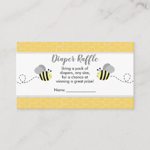 Yellow and Grey Bumble Bee Diaper Raffle Cards