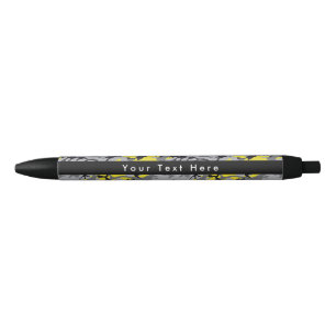 Yellow and Grey Camo, Camouflage, Military, Army Black Ink Pen