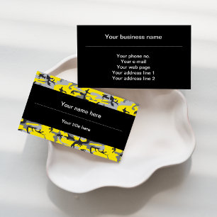 Yellow and Grey Camo, Camouflage, Military, Army Business Card