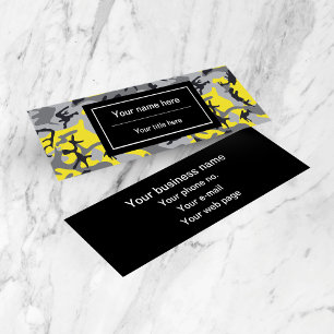 Yellow and Grey Camo, Camouflage, Military, Army Mini Business Card