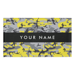 Yellow and Grey Camo, Camouflage, Military, Army Name Tag