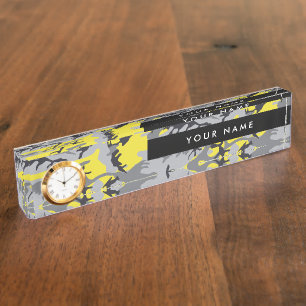 Yellow and Grey Camo, Camouflage, Military, Army Nameplate