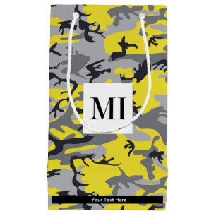 Yellow and Grey Camo, Camouflage, Military, Army Small Gift Bag