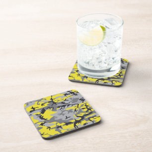 Yellow and Grey Camouflage, Military, Army Coaster