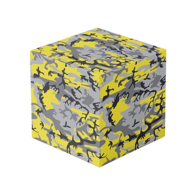 Yellow and Grey Camouflage, Military, Army Cube (Front Angled)