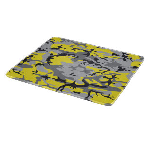 Yellow and Grey Camouflage, Military, Army Cutting Board