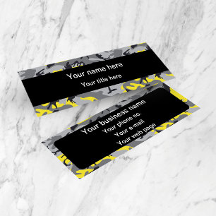 Yellow and Grey Camouflage, Military, Army Mini Business Card