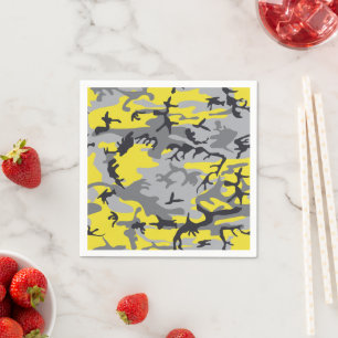 Yellow and Grey Camouflage, Military, Army Napkin