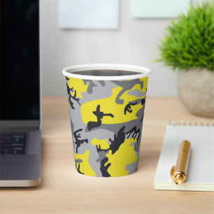 Yellow and Grey Camouflage, Military, Army Paper Cups