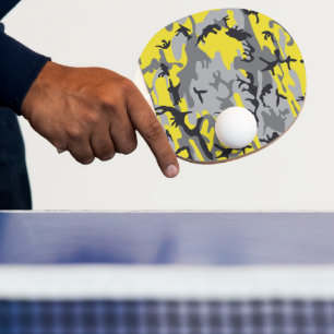 Yellow and Grey Camouflage, Military, Army Ping Pong Paddle