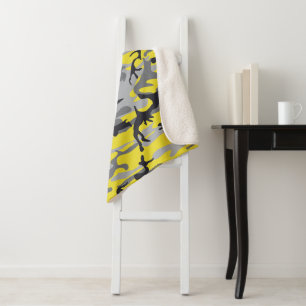 Yellow and Grey Camouflage, Military, Army Sherpa Blanket