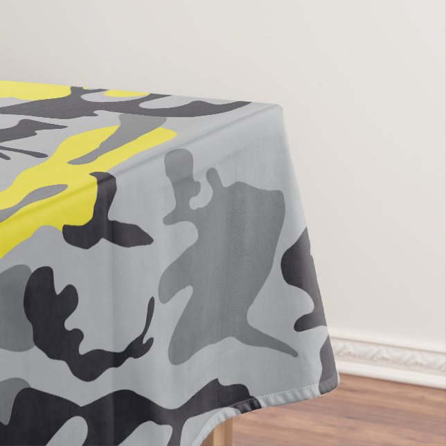 Yellow and Grey Camouflage, Military, Army Tablecloth (In Situ)