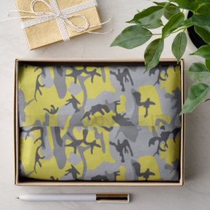 Yellow and Grey Camouflage, Military, Army Tissue Paper