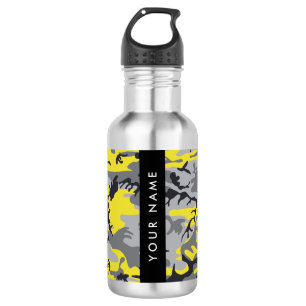 Yellow and Grey Camouflage Your name Personalise 532 Ml Water Bottle